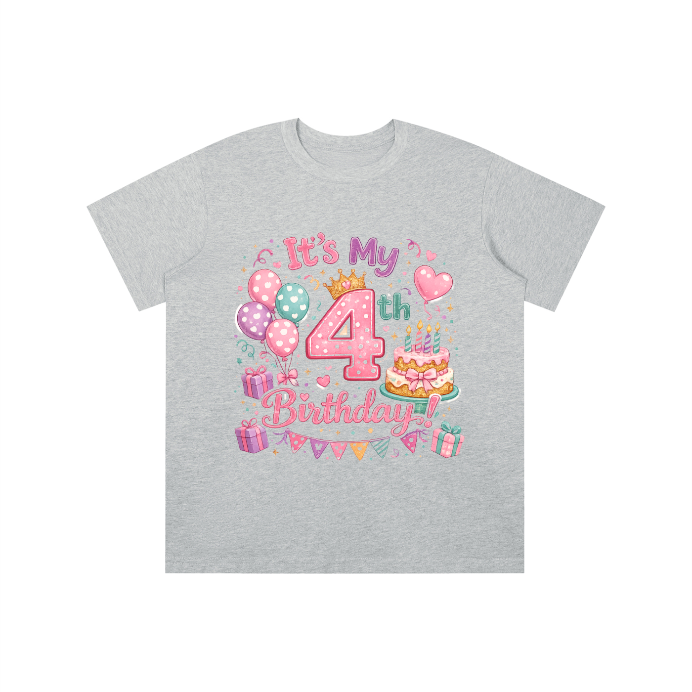 Camiseta de 4º cumpleaños para niña
