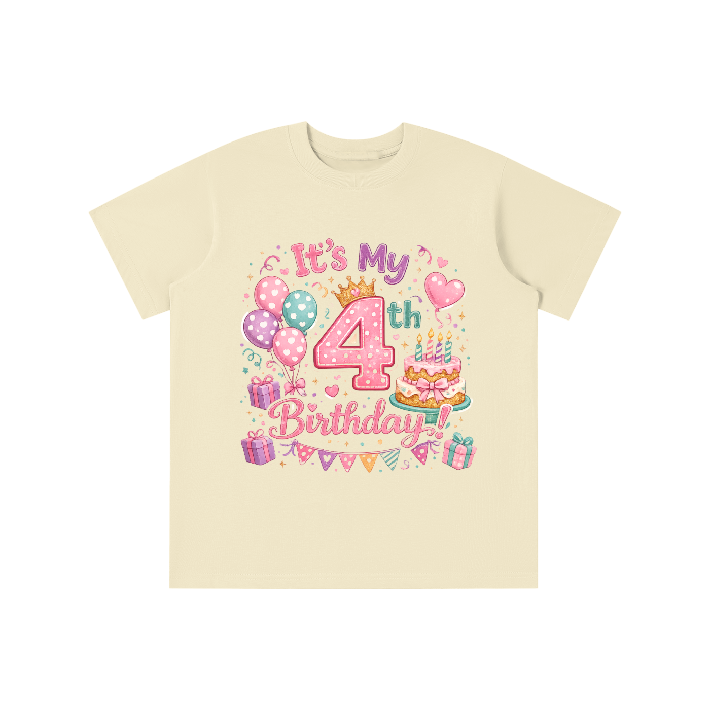 Camiseta de 4º cumpleaños para niña