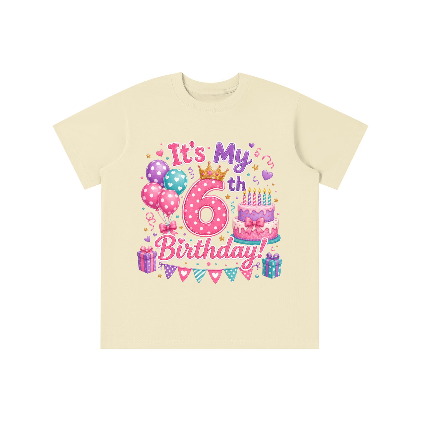 Camiseta de sexto cumpleaños para niñas