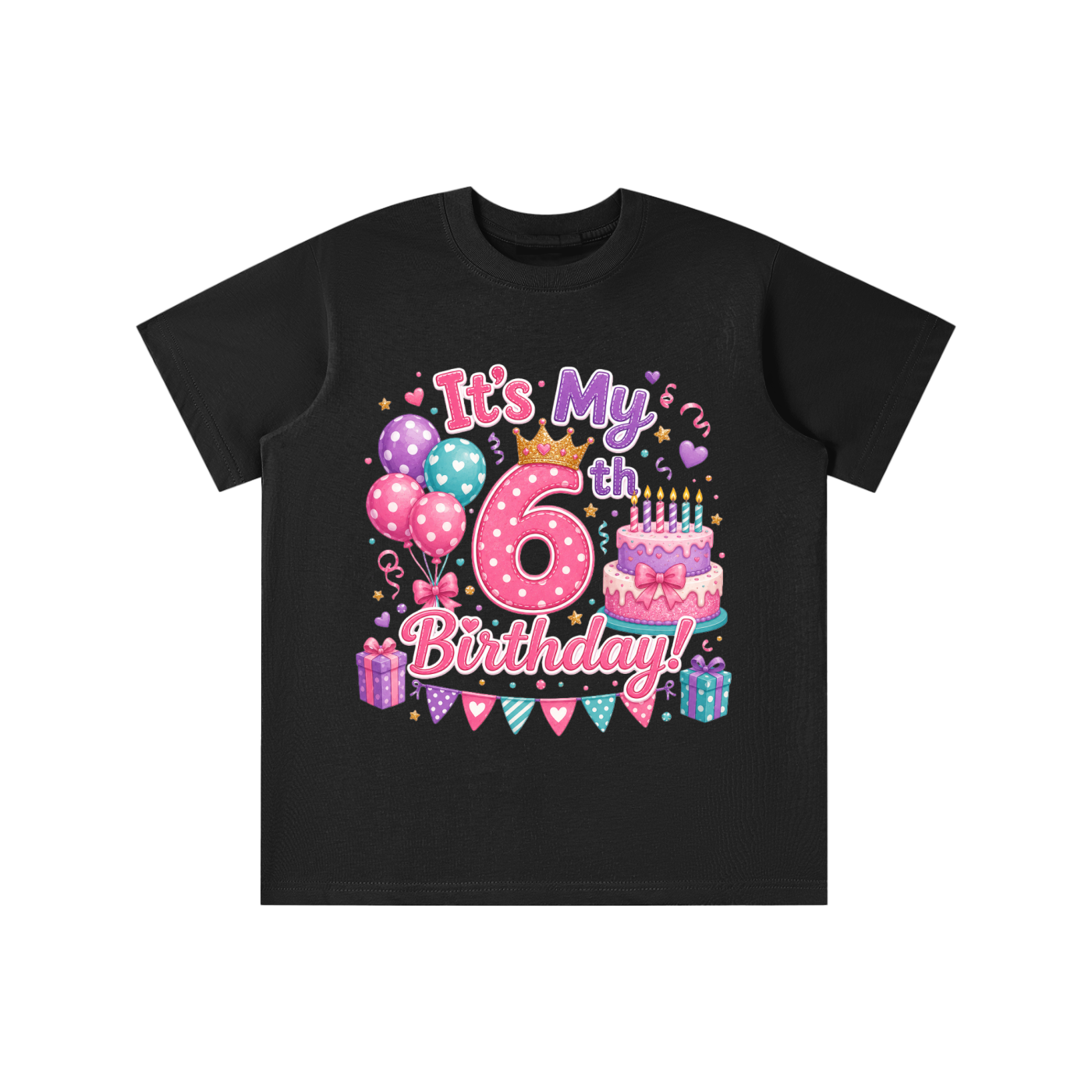 Camiseta de sexto cumpleaños para niñas