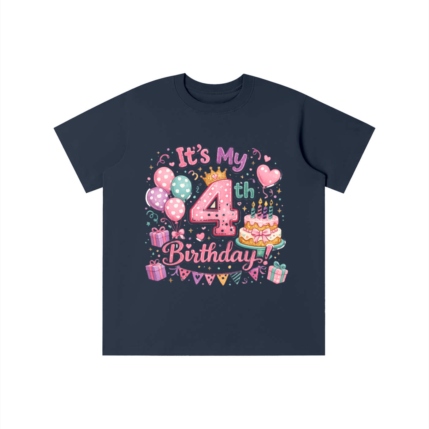 Camiseta de 4º cumpleaños para niña