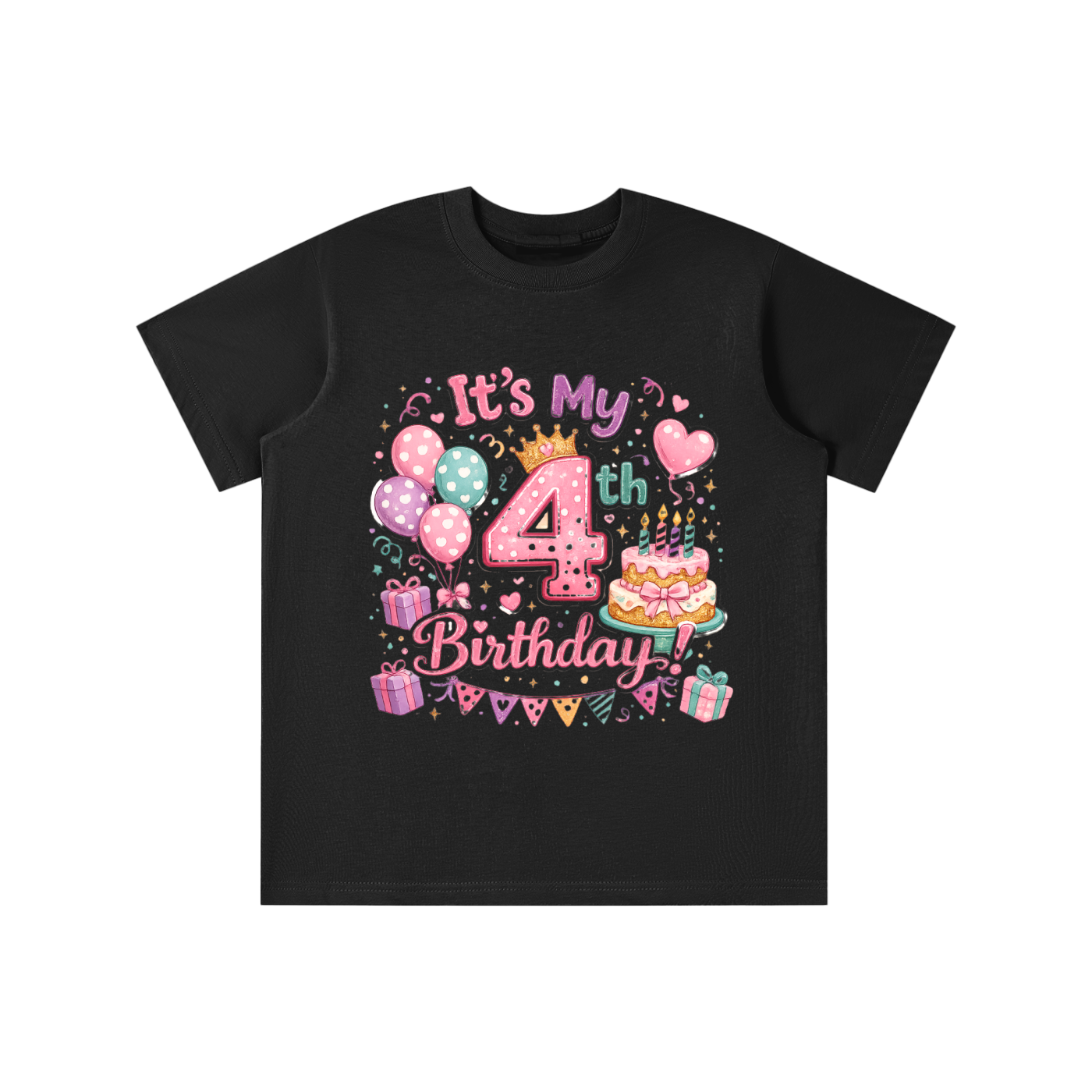 Camiseta de 4º cumpleaños para niña