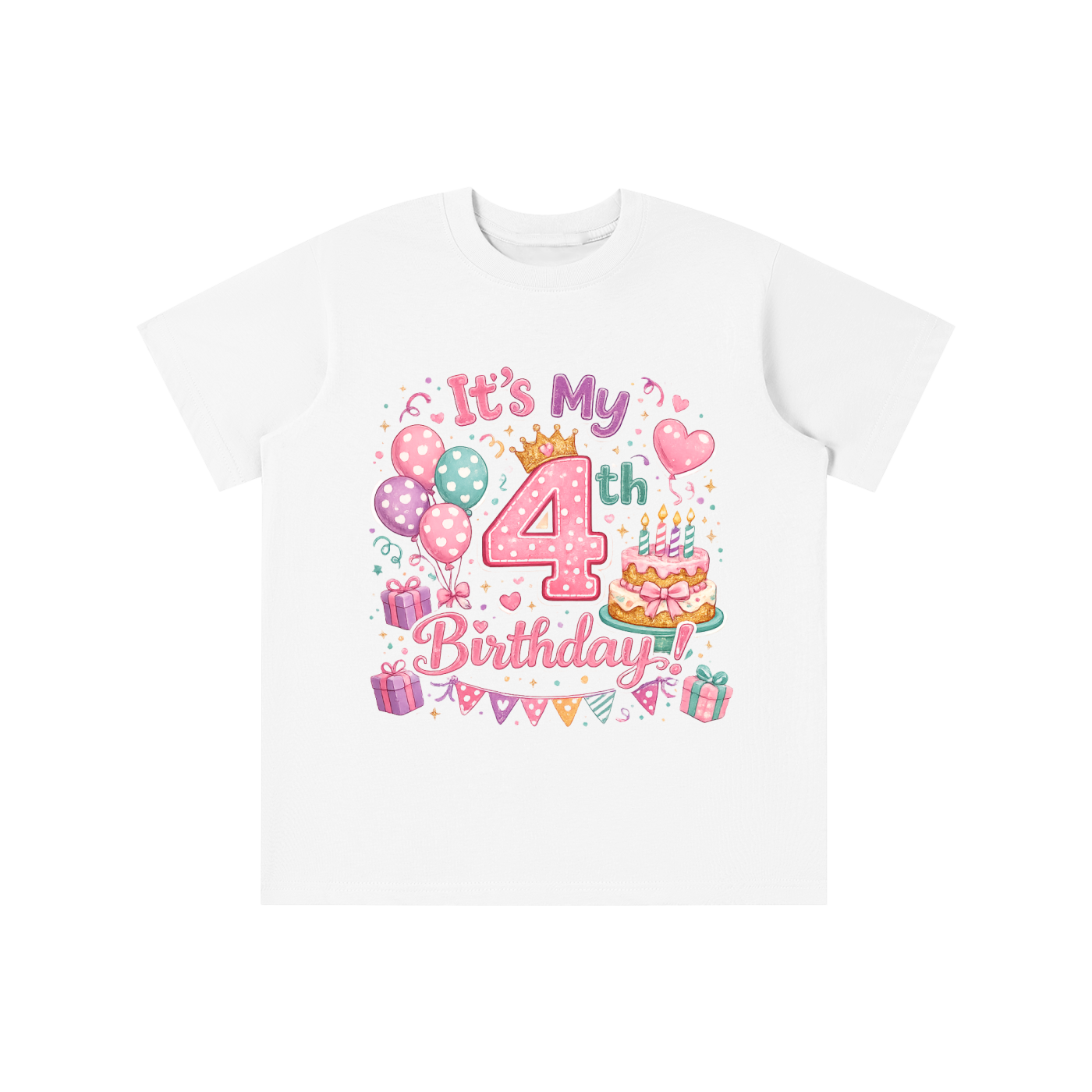Camiseta de 4º cumpleaños para niña